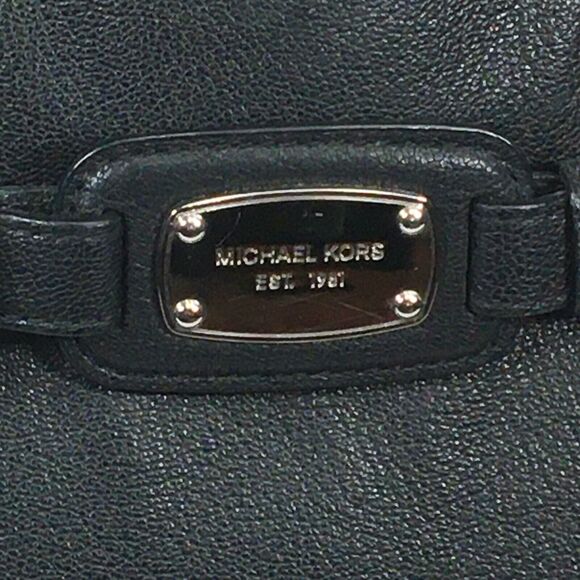 Michael Kors Hamilton Est. 1981 Black Leather Shoulder Satchel Tote Bag Purse - Picture 13 of 16